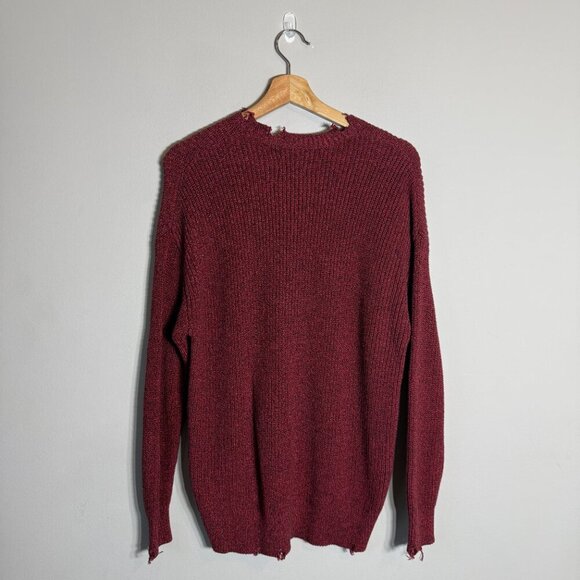NWT Pistola Eva Distressed Crew Neck Knit Pullover Sweater Women's XS Red Black - Picture 4 of 15